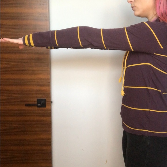 Maroon and Gold Striped Hooded Tee - Picture 3 of 8